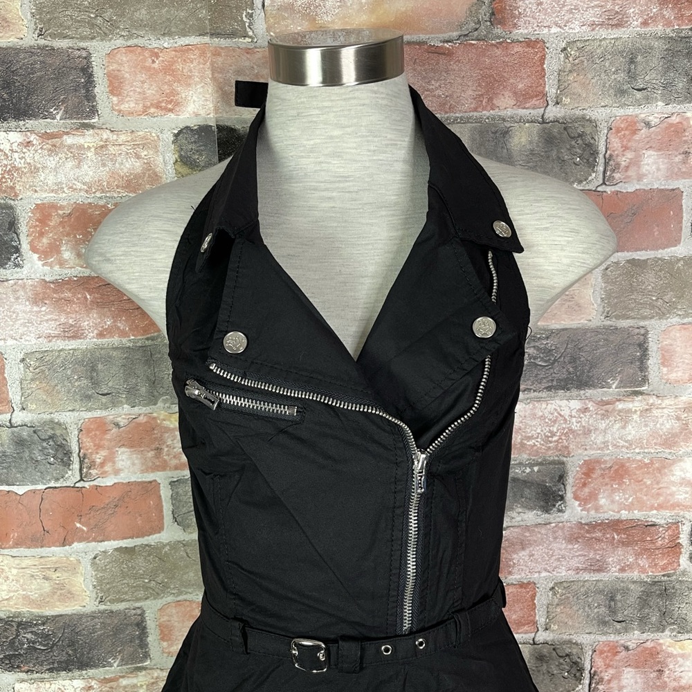 Royal Bones by Tripp NYC Biker Moto Zipper Black Dress - Picture 5 of 7
